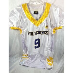 Wolverines #9 Anaya Youth Football Jersey - White/Yellow - Size Youth L